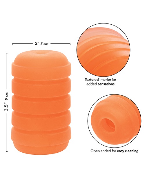 Pop Sock Ribbed Masturbator - Orange - Image 3