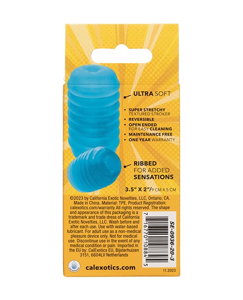 Pop Sock Ribbed Masturbator - Blue - Image 4