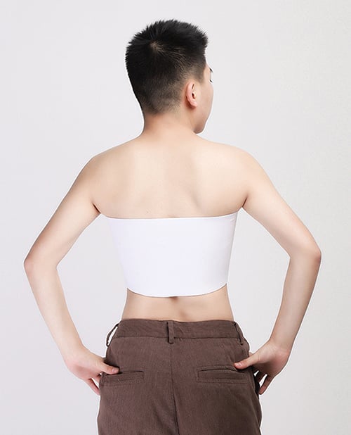 Gender Fluid Strapless Chest Compression Binder - M White - Image 3