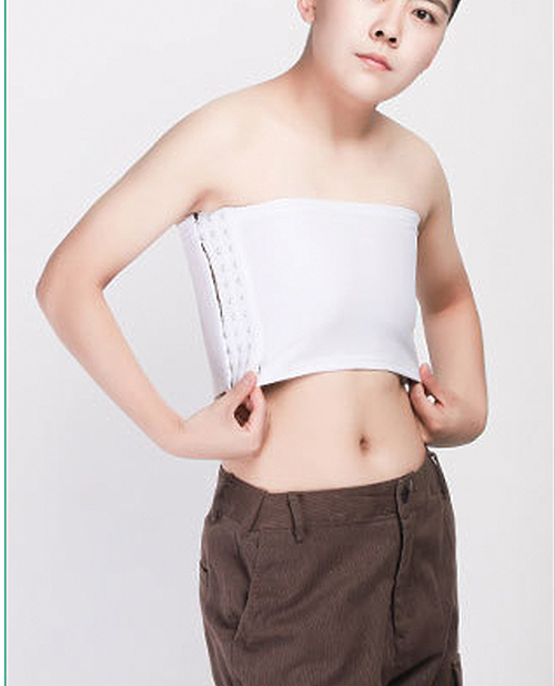 Gender Fluid Strapless Chest Compression Binder - M White - Image 2