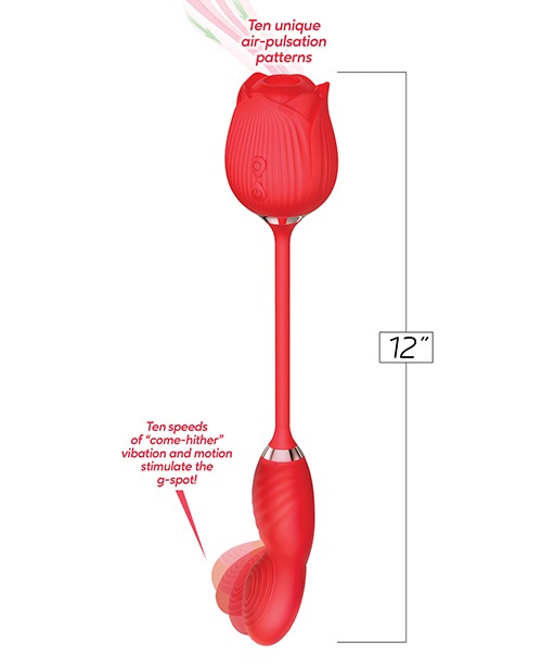 Wild Rose Suction & Come Hither Vibrator - Red - Image 2