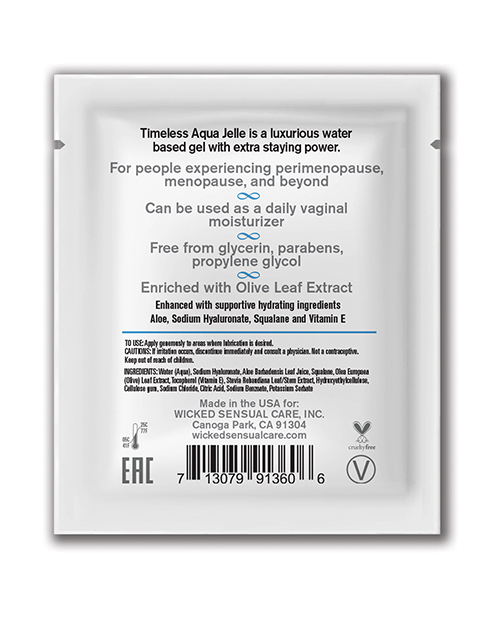 Wicked Sensual Care Simply Timeless Jelle Water Based Lubricant - .2 oz - Image 2