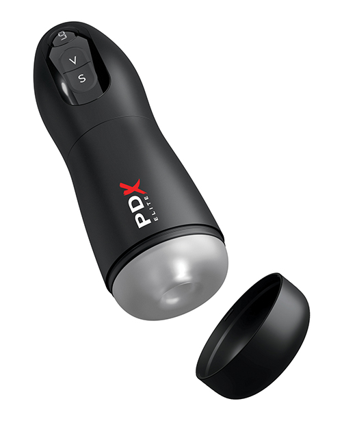 PDX Elite Suck-O-Matic Vibrating Stroker - Frosted/Black - Image 4