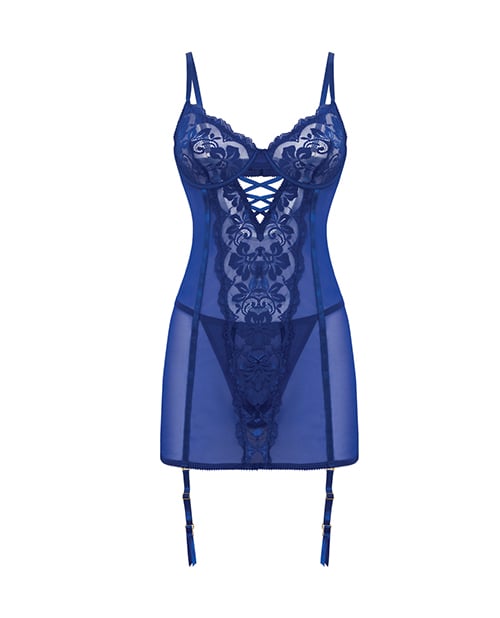 Kehlani Underwire Babydoll w/Detachable Garters & G-String - Cobalt Blue S/M - Image 5