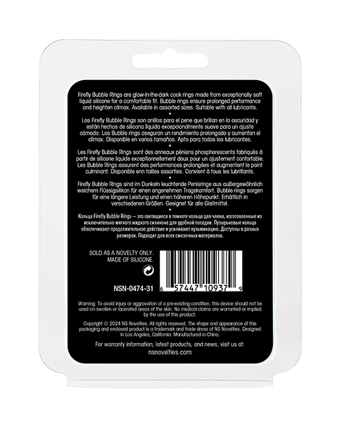 Firefly Glow in the Dark Bubble Cock Ring - Large, White - Image 5