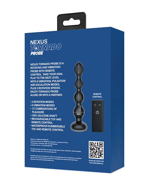 Nexus Tornado Probe Rotating & Vibrating Butt Plug - Black - Image 6